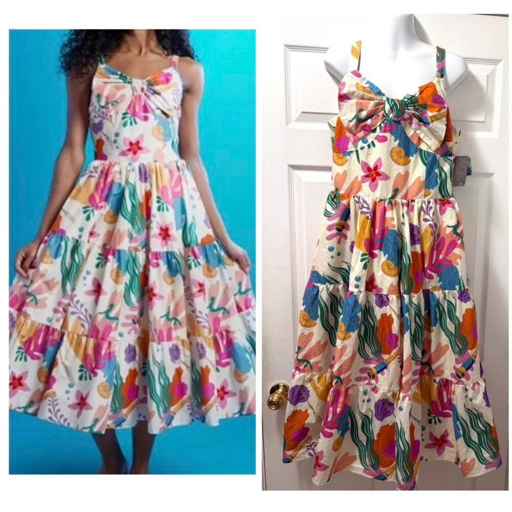 Disney Store 2023 Live Action The Little Mermaid Womens L Midi‎ Sun Dress New